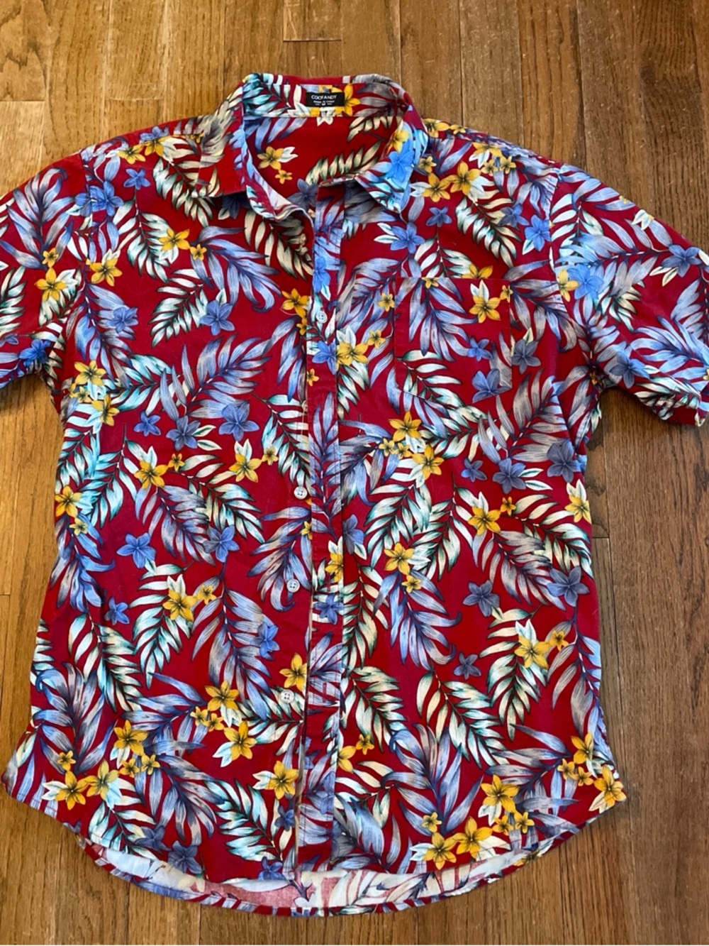 Casual Red Floral Button-Down Shirt